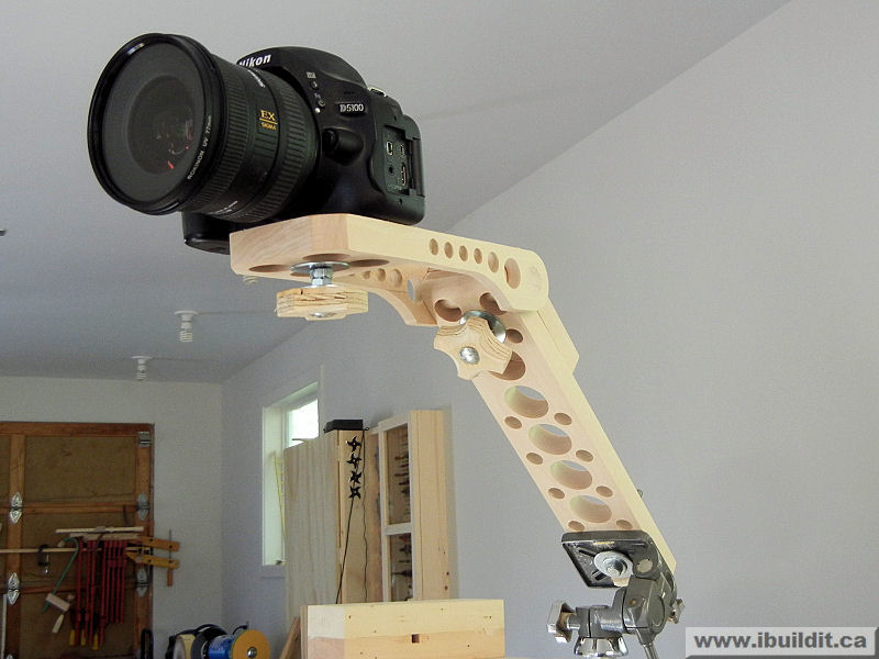 how to build a tripod extension arm out of wood for photography and video